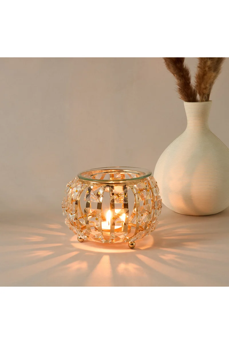 لايف ستايل Dome Crystal and Metal Oil Burner - 10 cms